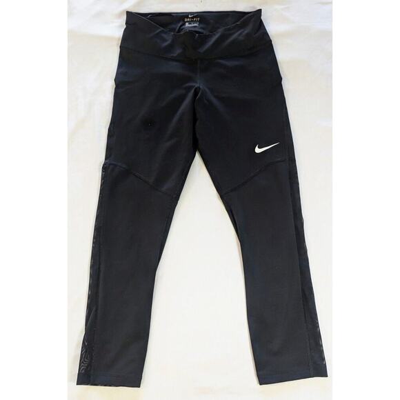 Nike Women's Power Fly Victory Black Capri Legging Size M GUC - Picture 1 of 10